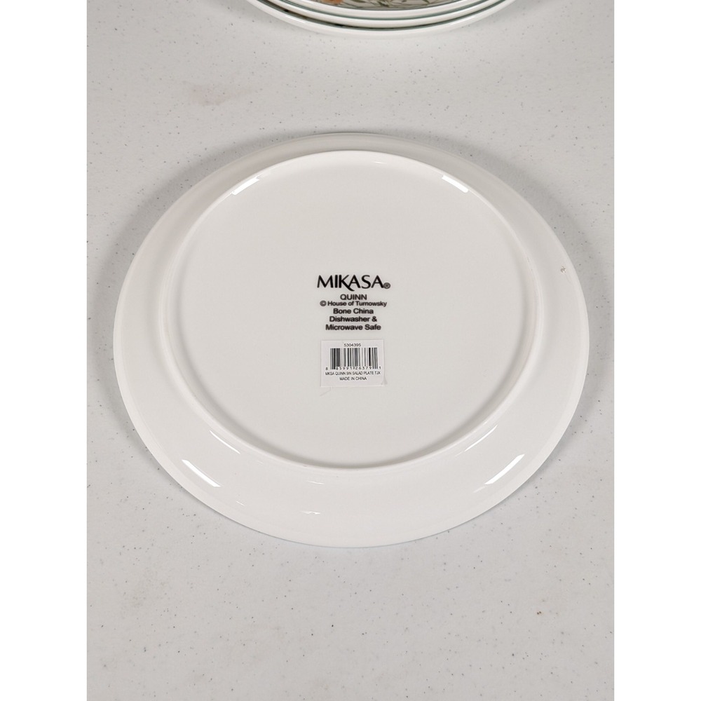 New Mikasa Quinn Salad Plates 9" Set of 4 Bone China White Garden Flowers New - Picture 9 of 9
